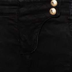 Balmain Black Cotton Zipper Detail Skinny Pants S