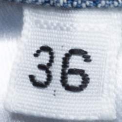 Pre Owned Balmain Blue Quilted Denim Long Sleeve Dress S