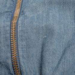 Pre Owned Balmain Blue Quilted Denim Long Sleeve Dress S