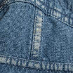 Pre Owned Balmain Blue Quilted Denim Long Sleeve Dress S