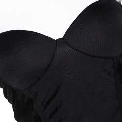 Pre Owned Balmain Black Stretch Knit Ruched Bustier Dress M