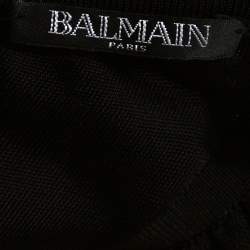 Pre Owned Balmain Black Stretch Knit Ruched Bustier Dress M