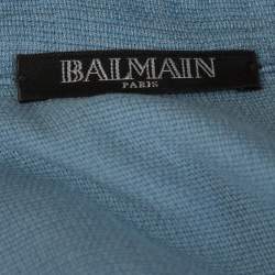 Pre Owned Balmain Blue Lyocell Sleeveless Button Front Shirt S