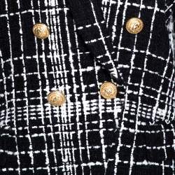 Pre Owned Balmain Monochrome Tweed Double Breasted Blazer M