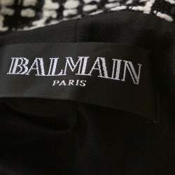 Pre Owned Balmain Monochrome Tweed Double Breasted Blazer M