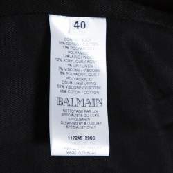 Pre Owned Balmain Monochrome Tweed Double Breasted Blazer M