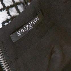 Pre Owned Balmain Monochrome Baroque Sequin Embellished Mini Dress M