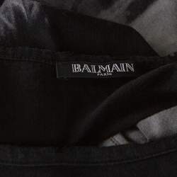 Pre Owned Balmain Grey Tie Dye Cotton Logo Print Sleeveless T Shirt M