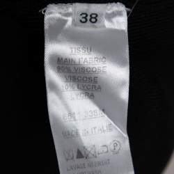 Pre Owned Balmain Black Stretch Knit Contrast Trim Sleeveless Bodycon Dress M