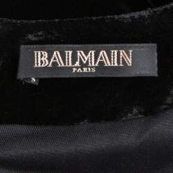 Pre Owned Balmain Black Velvet Studded Mini Dress M