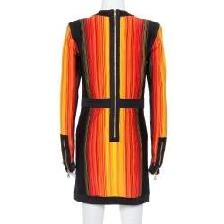 Pre Owned Balmain Multicolor Striped Knit Long Sleeve Mini Dress L