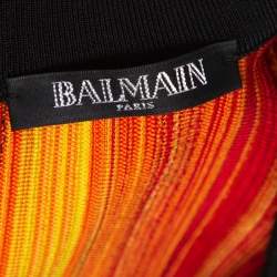 Pre Owned Balmain Multicolor Striped Knit Long Sleeve Mini Dress L