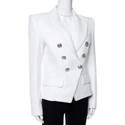Pre Owned Balmain White Double Breasted Tailored Blazer M