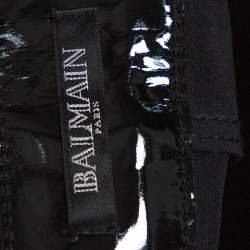Pre Owned Balmain Black Vinyl High Waist Skinny Trousers M
