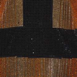 Pre Owned Balmain Black Crystal Embellished Fitted Mini Dress L