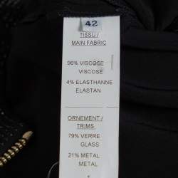 Pre Owned Balmain Black Crystal Embellished Fitted Mini Dress L