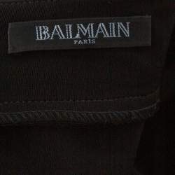 Pre Owned Balmain Black Crystal Embellished Fitted Mini Dress L