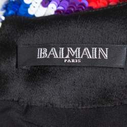 Pre Owned Balmain Multicolor Abstract Sequin Embellished Fitted Mini Dress L