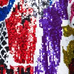 Pre Owned Balmain Multicolor Abstract Sequin Embellished Fitted Mini Dress L