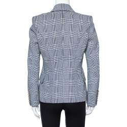 Pre Owned Balmain Monochrome Checked Prince Of Wales Double Breasted Blazer M