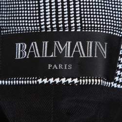 Pre Owned Balmain Monochrome Checked Prince Of Wales Double Breasted Blazer M