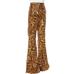 Balmain Gold & Black Sequined Flared Trousers L