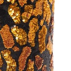 Balmain Gold & Black Sequined Flared Trousers L