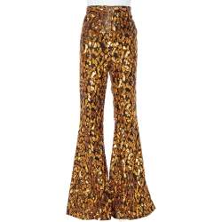 Balmain Gold & Black Sequined Flared Trousers L