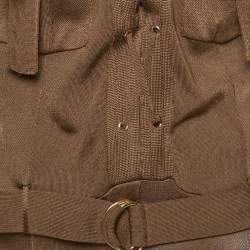 Balmain Metallic Brown Stretch Knit Sleeveless Safari Jumpsuit L 