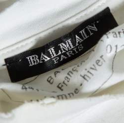 Pre Owned Balmain Cream White Cotton Abstract Print T-Shirt M