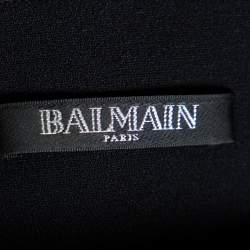 Pre Owned Balmain Black & Gold Jacquard Stripe One Shoulder Mini Dress M