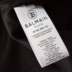 Pre Owned Balmain Monochrome Cotton Blend Tweed Mini Dress L