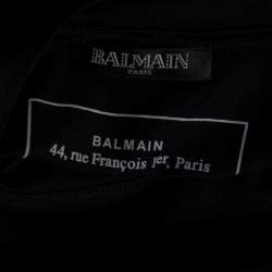 Pre Owned Balmain Black Cotton Knit Metallic Logo Print T-Shirt M
