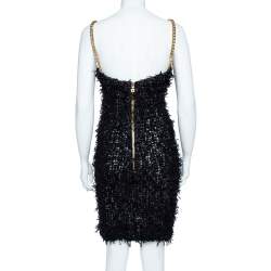 Pre Owned Balmain  Black Tweed Mini Dress M
