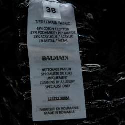 Pre Owned Balmain  Black Tweed Mini Dress M