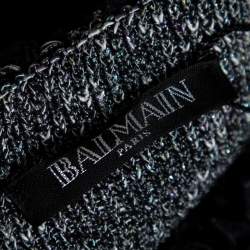 Pre Owned Balmain  Black Tweed Mini Dress M
