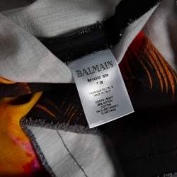 Pre Owned Balmain Black Sunset Printed Denim High Waist Skirt M