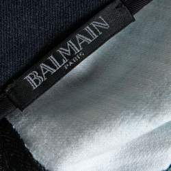 Pre Owned Balmain Black Sunset Printed Denim High Waist Skirt M