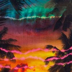 Pre Owned Balmain Black Sunset Printed Denim High Waist Skirt M