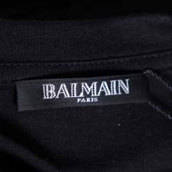 Pre Owned Balmain Black Cotton Jersey Sequined Tiger Motif T-Shirt S