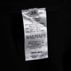 Pre Owned Balmain Black Cotton Jersey Sequined Tiger Motif T-Shirt S