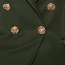 Pre Owned Balmain Army Green Wool Double-Breasted Blazer S