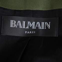 Pre Owned Balmain Army Green Wool Double-Breasted Blazer S