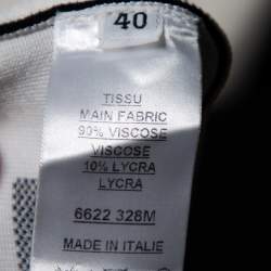 Pre Owned Balmain Monochrome Block Patterned Knit High Waist Midi Skirt M