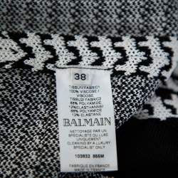 Pre Owned Balmain Monochrome Houndstooth Pattern Knit Mini Dress M