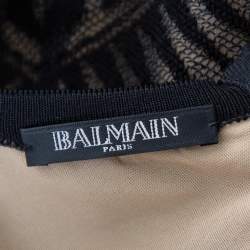Pre Owned Balmain Black Lace Long Sleeve Sheath Dress M