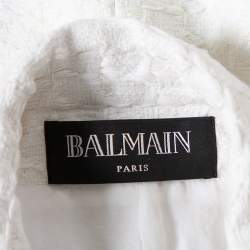 Pre Owned Balmain Off White Tweed Double Breasted Blazer L