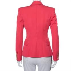 Pre Owned Balmain Pink Wool Double Breasted Blazer M