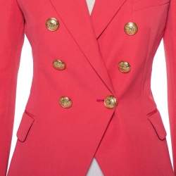 Pre Owned Balmain Pink Wool Double Breasted Blazer M