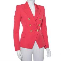 Pre Owned Balmain Pink Wool Double Breasted Blazer M